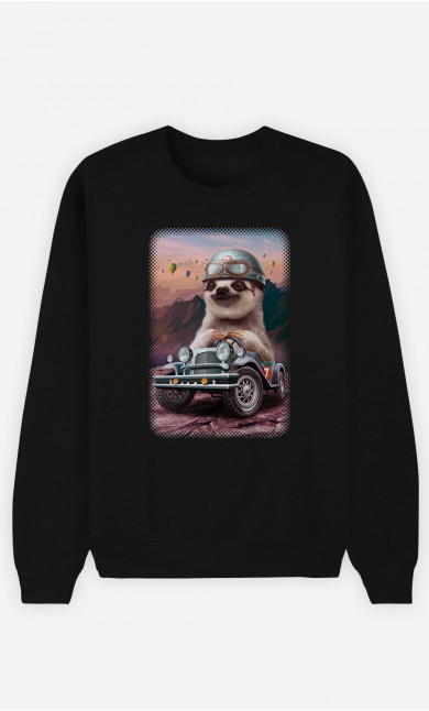 Sweat Homme Sloth On Racing Car