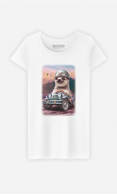 T-shirt Femme Sloth On Racing Car