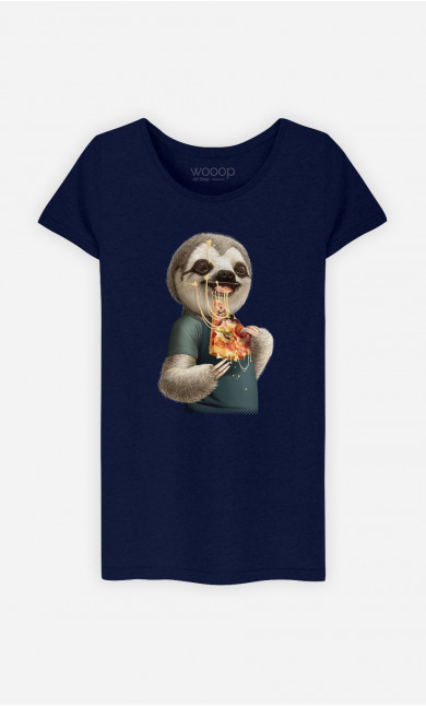 T-shirt Femme Sloth Eat Pizza