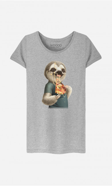 T-shirt Femme Sloth Eat Pizza
