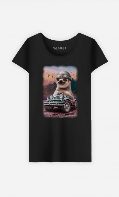 T-shirt Femme Sloth On Racing Car