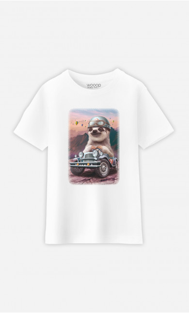 T-Shirt Enfant Sloth On Racing Car