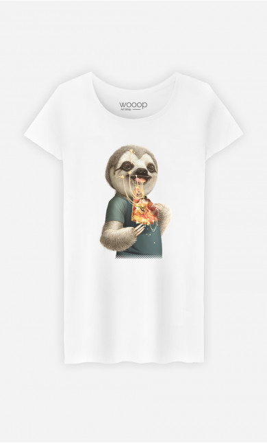 T-shirt Femme Sloth Eat Pizza